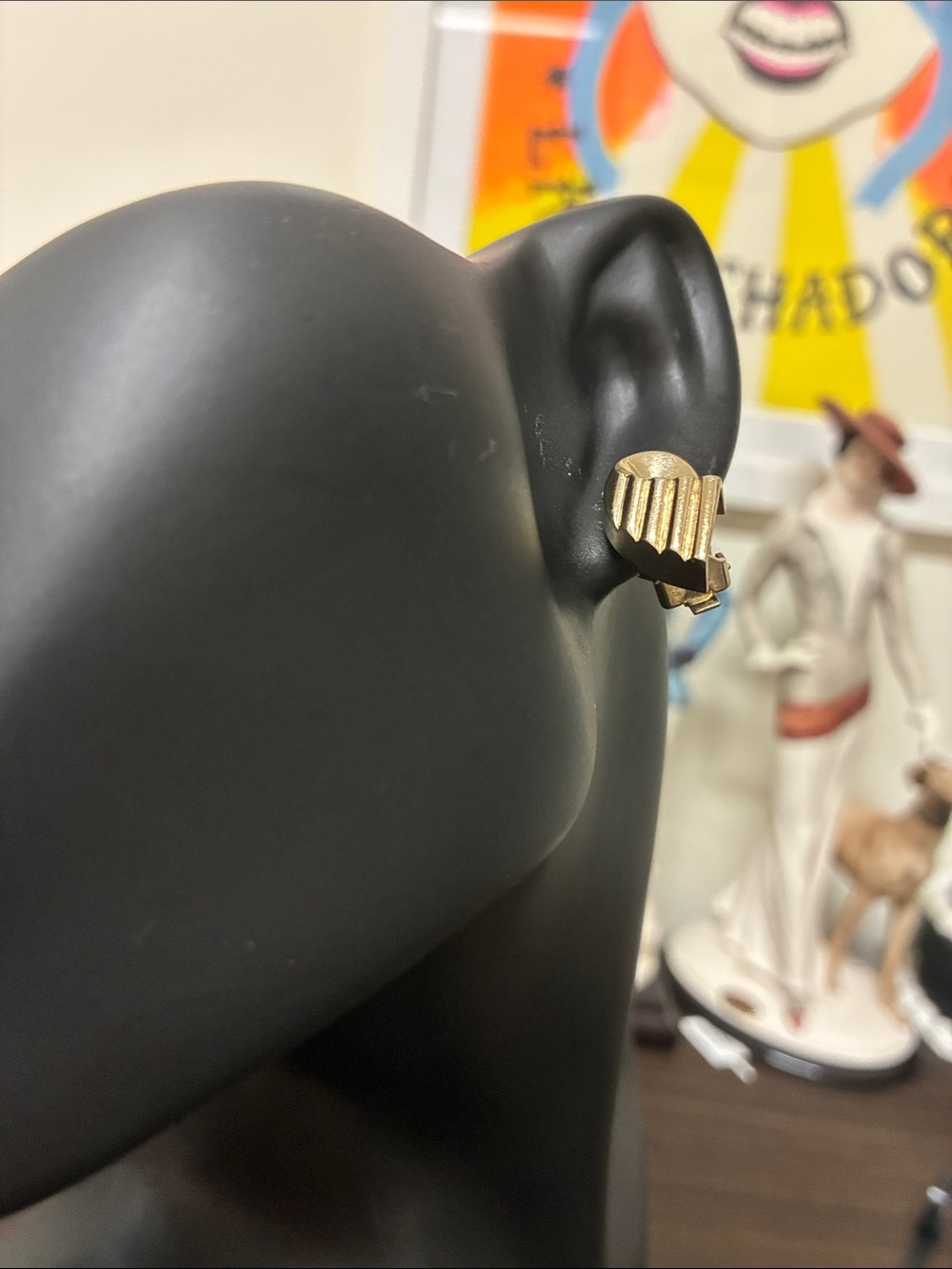 Coro Vintage 1950s Mid-Century Modern Ribbed Wing Goldtone Clip-On Earrings